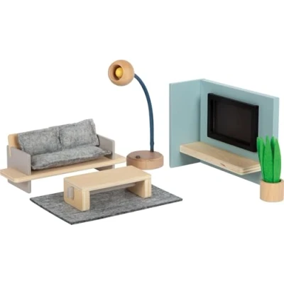 Image de Small Foot Maison de poupées Salon en Bois, Ensemble Meubles, à partir 3 Ans, 12633, Coloré