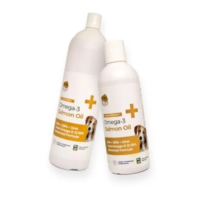 Image de RF Deer Huile de Saumon Norvégien pour Chiens, Chats et Chevaux 1 Litre pièce Poisson Omega 3 Santé, Articulations, Digestion Pompe 2 en Bouteille Foncée Anti Oxydation Flip Top