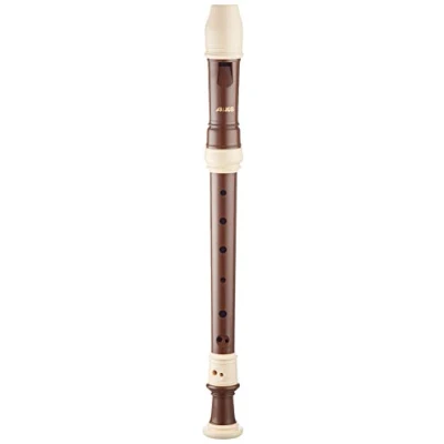 Image de Aulos Flûte à bec soprano en ut Bel Canto 105A (doigté baroque, complète avec housse, baguette d&#039;essuyage et tableau des doigtés, résine synthétique, repose pouce), marron moyen