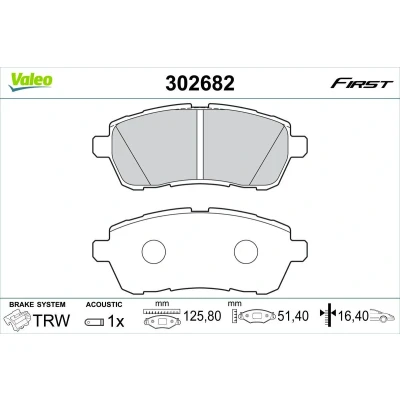 Image de VALEO 302682 Jeu de plaquettes frein Essieu avant contact signal d&#039;usure inclus sans tôle anti bruit MAZDA: 2 3/5 portes