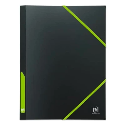 Image de OXFORD Pochette Plastique 3 Rabats For Students A4 avec Elastique Dos 30mm Couverture Polypro Bicolore Noir/Vert