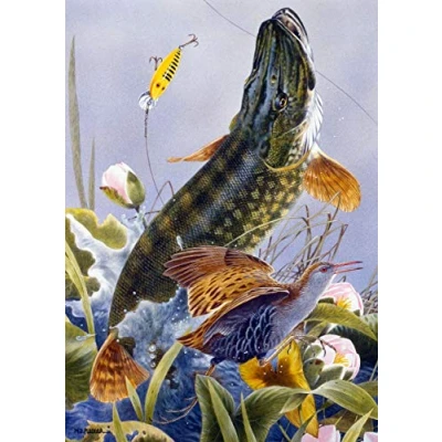 Image de Carte de vœux pour la pêche aux poissons d&#039;eau douce Pike par Maurice J Pledger