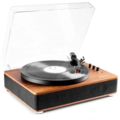 Image de Fenton RP162 Platine Vinyle Bluetooth avec Haut Parleurs Intégrés Bois, Lecture 33, 45 et 78 Tours, Émetteur Bluetooth, Une Idéale pour Décorer Écouter Vos Vinyles