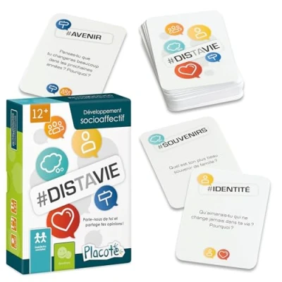 Image de Placote #Distavie éducatif Jeu d’apprentissage pour le développement des habiletés sociales de cartes les adolescents 12 à 16 ans, Blanc Cassé