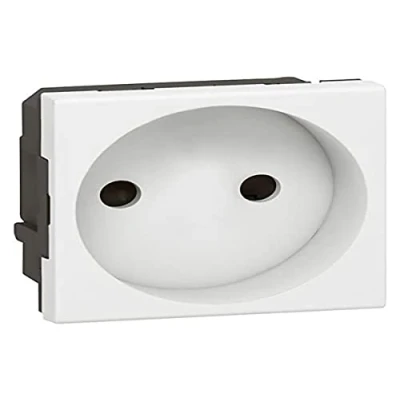 Image de Legrand 077110 Prise de Courant 2P Mosaic avec Connexion par Bornes Automatiques, 2 Modules, Blanc