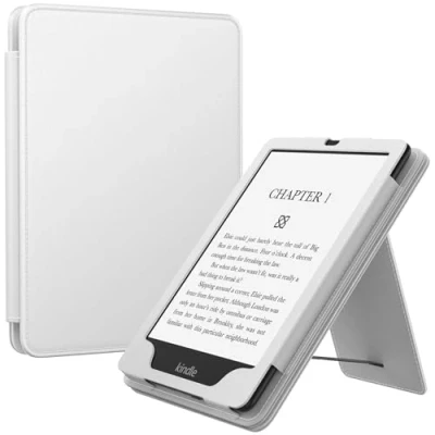 Image de MoKo Étui Compatible avec 7&quot;/6,8 Pouces Kindle Paperwhite(12e Gén. 2024/11e 2021), Coque de Protection Dragonne, Auto Réveil/Veille pour Paperwhite Édition Signature, Blanc
