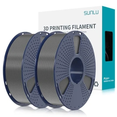 Image de SUNLU Filament PLA+ 1.75mm 2KG, PLA plus pour Imprimante 3D, Résistant,Neatly Wound,Bundle d&#039;impression 3D,Précision +/ 0.02mm,Gris+gris