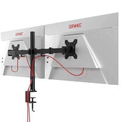 Image de Duronic DM152 Support double 2 écrans PC pour bureau à pince Hauteur ajustable Rotatif / Inclinable Pivotable Compatibilité