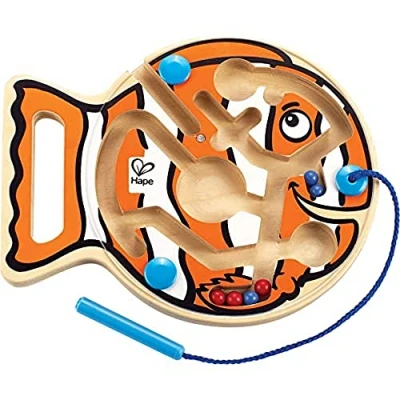 Image de Hape Circuit Billes Aimantées Labyrinthe en Bois Poisson Clown Jouet Enfant 2 Ans et plus Développement Motricité Fine, Logique, Réflexion, Créativité &amp; Apprentissage des Couleurs