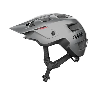 Image de ABUS MTB Helm MoDrop casque de vélo robuste avec une bonne ventilation pour les VTTistes ajustement individuel unisexe argent, taille M, M (54 58 cm)