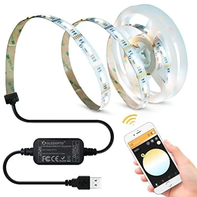 Image de ZigBee RGBCCT Controller + 2M Waterproof LED Strip Light Kit, USB 5V 6.6Ft TV Backlight, RGBW Color Changing and Dual White Link App Smart Bias Lighting Amazon Echo Plus