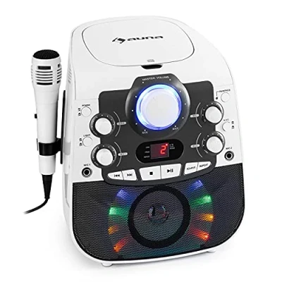 Image de AUNA StarMaker 2.0 chaîne karaoké, Fonction Bluetooth, Lecteur CD, pour CD + G, RW, Micro Inclus, 2 entrées de Micro, Affichage LED, Sortie A/V Noir