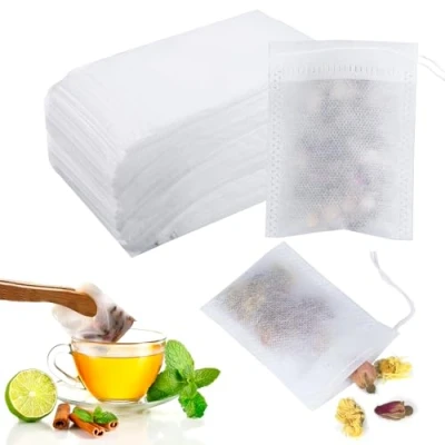 Image de 400Pièces Sachet pour Thé, De Thé 7 * 9CM The A Remplir Jetable Sachets Jetables avec Cordon Le Fleurs, Café, Les Épices, Etc. (7 9CM)