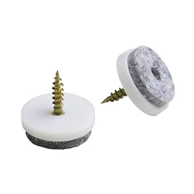 Image de Metafranc Lot de 8 patins en feutre 20 mm diamètre Avec vis Blanc Protection efficace vos meubles et chaises, Pour sols fragiles, 644216