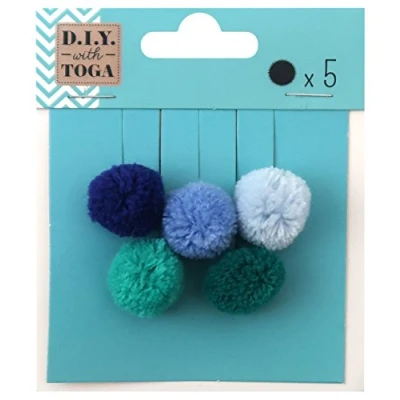 Image de D.I.Y with Toga MBJ021, Lot de 5 Pompons Ronds, Laine, multicolore, 2 x cm