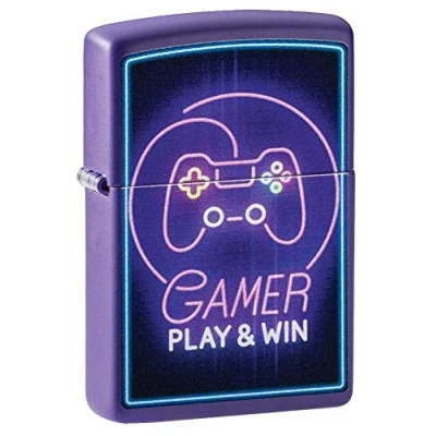 Image de Zippo Game Design Play &amp; Win Deep Purple Matte Color Image Essence Briquet Coupe Vent, Rechargeable, dans Une boîte Cadeau de Haute qualité 49157 Taille Unique Gris