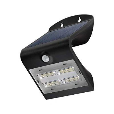 Image de goobay Applique/Lampe Murale Solaire LED Extérieur Détecteur de mouvement IP 65 Etanche Sans Fil Lumière vive Batterie Li Ion 1200 mAh 3 Modes d&#039;éclairage 1,5 watts Couleur noir