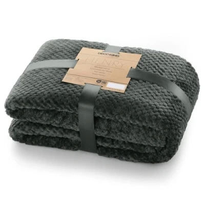 Image de DecoKing Couette en Microfibre Couverture Polaire Plaid Couvre lit Doux de Style scandinave Henry, Graphite 170x210 cm
