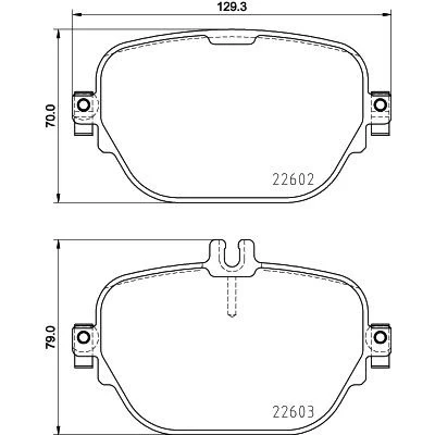 Image de HELLA 8DB 355 031 711 Jeu de plaquettes frein préparé pour indicateur d&#039;usure avec vis d&#039;étrier MERCEDES BENZ: Classe E Berline, GLC SUV
