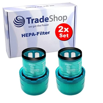 Image de Trade Shop Lot de 2 filtres HEPA rechange Turquoise compatibles avec Dyson Cyclone V11 Series (comme Absolute, Animal, Fluffy, Total Clean) remplace SV14 970013 02