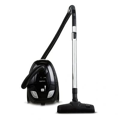 Image de Amazon Basics Aspirateur avec sac, puissant, pour sols durs et tapis, filtre HEPA, compact léger, 700 W, 1,5 L, Noir