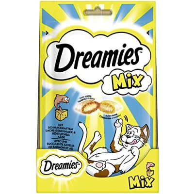 Image de Dreamies Mélange de friandises pour Chat avec Saumon et Fromage Croustillant à l&#039;extérieur crémeux l&#039;intérieur 6 x 60 g