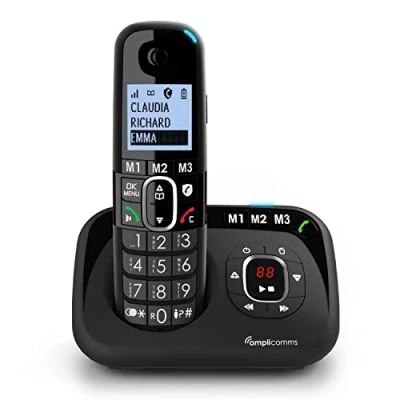 Image de Amplicomms BigTel 1580, téléphone DECT sans Fil à Grosses Touches, répondeur, Audio Boost, sonneries puissantes, Compatible avec Aides auditives, Fonction Blocage des appels