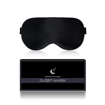 Image de Masque de Nuit, Sommeil Antiallergique et Occultant en Soie Pure à 100%, Avec Bandeau Réglable, Convient Aux Hommes Femmes (Noir)