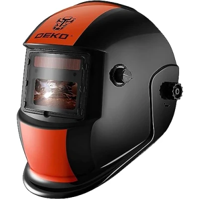 Image de DEKO Masque de Soudure d&#039;assombrissement Automatique Actionné Solaire Casque,avec la Gamme réglable d&#039;ombre 4/9 13 pour d&#039;arc Tig Mig (Noir Orange)
