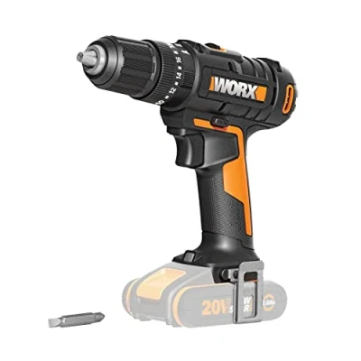 Image de WORX Perceuse visseuse à percussion sans fil 20V 50Nm ⌀13mm WX370.9 (Livrée batterie ni chargeur, avec double embout)