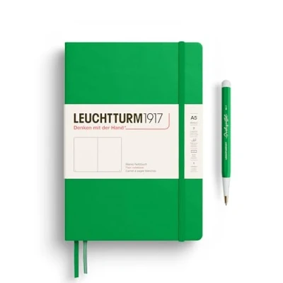 Image de LEUCHTTURM1917 372192 Carnet de notes Medium (A5) 14,5 x 21 cm, couverture rigide, 251 pages numérotees, Spring Leaf, blanc