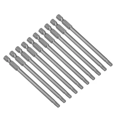 Image de sourcing map 10pc Embout de Tournevis 100mm tige Hex 1/4 T25 Torx sécurité magnétique S2 Acier haute