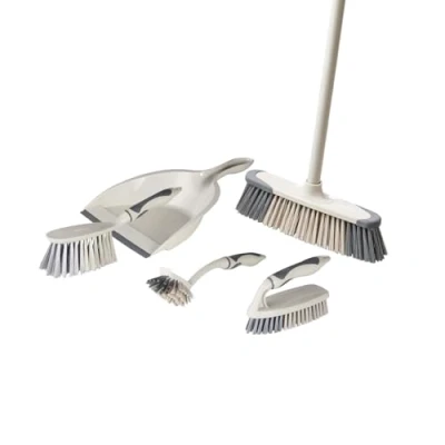 Image de Tower T769002MSH Kit de nettoyage 5 en 1 avec pelle à poussière et brosse/balai cuisine/brosse vaisselle/brosse récurer, latte gris