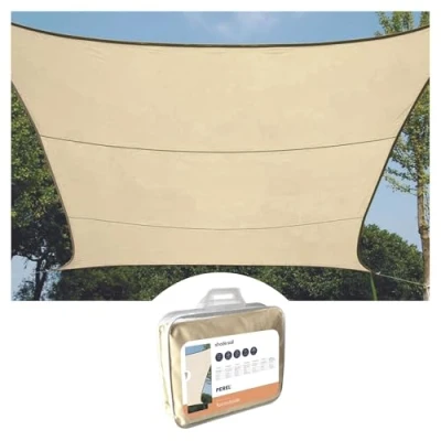 Image de Perel Voile d&#039;ombrage, Hydrofuge, 5 x m, 160 g/m², Polyester, carré, crème