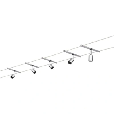 Image de Paulmann 94145 Système de Câbles Sice Salt Set Extensible 5x10W max, Chrome Mat sans Ampoules