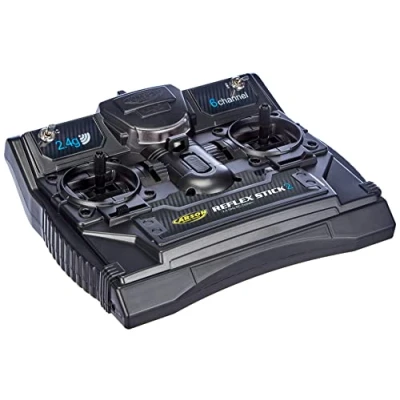 Image de Carson 500501006 FS Reflex Stick II 2,4 GHz Système 6 canaux, télécommande avec récepteur pour modèles réduits de véhicules tels Que Voitures et Bateaux RC, Noir