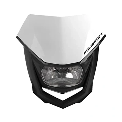 Image de POLISPORT 8657400001 Phare HALO en polypropylène avec lampe halogène compatible tous les modèles de motocross/enduro couleur blanc/noir