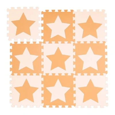 Image de Relaxdays Tapis de Jeu, étoiles, 9 pièces Puzzle, Mousse EVA, sans polluants, 91 x cm, Jaune, 10031428_1360, Orange/Beige
