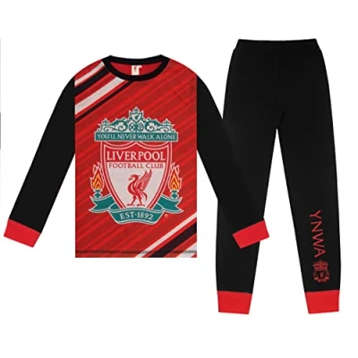 Image de Liverpool FC Officiel Pyjama Long thème Football garçon imprimé Effet Sublimation Rouge/Noir 13 14 Ans