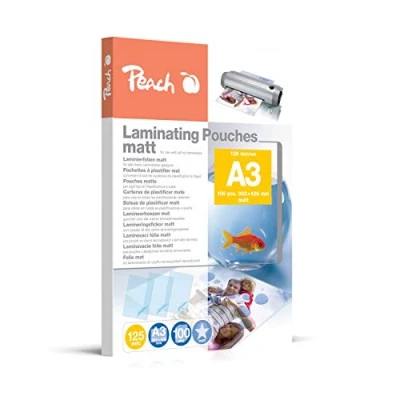 Image de Peach S PP525 15 Lot de 100 pochettes plastification antireflets mates A3 125 microns