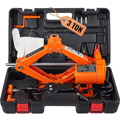 Image de VEVOR Cric Losange 3 T 12 V DC Électrique à Ciseaux Levée 130 370 mm 170 420 de Levage Auto avec Manivelle Coffret Kit Réparation Voiture Dépannage Routière pour SUV Berline Pick up