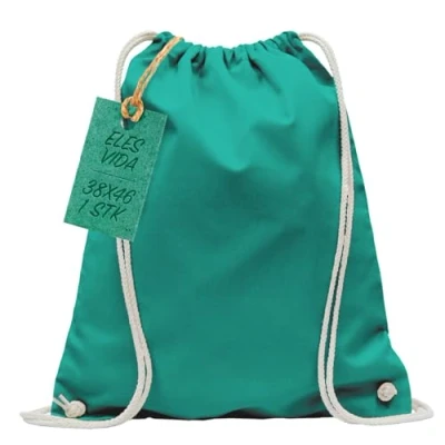 Image de ELES VIDA Sacs de Gym en Coton Naturel, Sac Sport à Dos Tissu Toile Jute certifié Oeko Tex (Vert Mai, 38x46cm)