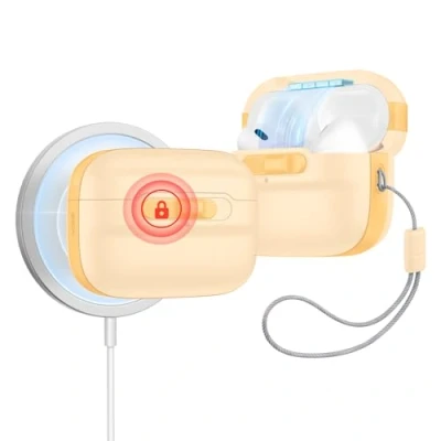 Image de ESR Coque pour AirPods Pro 2/1, Compatible avec 2/1ère Génération (2023/2022/2019), MagSafe Prêt, Couvercle Magnétique, Protection Anti Chutes lanière, Série Pulse, Jaune