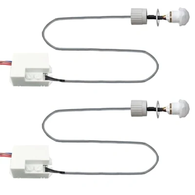 Image de Mini Détecteur de Mouvement Infrarouge, 2 Pièces Commutateur Capteur Infrarouge avec Crépusculaire, 220V Portée Intérieure 6M a 120 IP20 Montage Encastré pour Installation