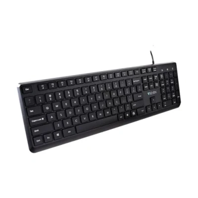 Image de Clavier USB QWERTY Anglais américain Noir V7 KU350US Touches F multimédia Design à profil bas