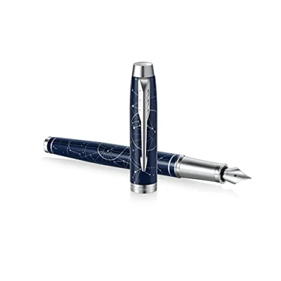 Image de Parker IM Premium Stylo plume Édition spéciale à pointe moyenne avec coffret cadeau Bleu nuit Astral