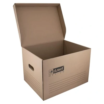 Image de D.RECT Boite Archives Carton 12 Pièces Archive 431x333x294mm Rangement avec Couvercle Document, Brun