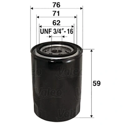 Image de VALEO 586065 Filtre à huile UNF 3/4&quot; 16 vissé RENAULT: 16, 8, Rodeo 6, FIAT: Panda II 5 portes, Cinquecento