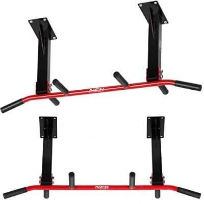 Image de NEO SPORT Barre de traction pour plafond NS 317 tirer des exercices musculation en acier renforcé 6 poignées antidérapantes 98 x 43 35 cm Charge maximale 90 kg