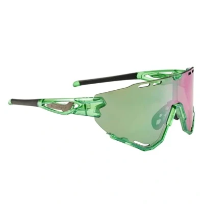 Image de SWISSEYE Mantra Lunettes de sport avec protection 100 % UVA, UVB et UVC, zone nasale réglable extrémités des branches en caoutchouc TR90 sans éclats étui pochette microfibre Vert laser